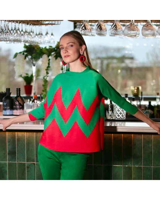 Beatrice von Tresckow Red Zig Zag Jumper