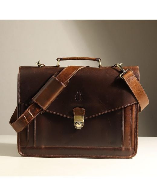 Dötch Leather Brown Aurelia- Leather Work Briefcase for men
