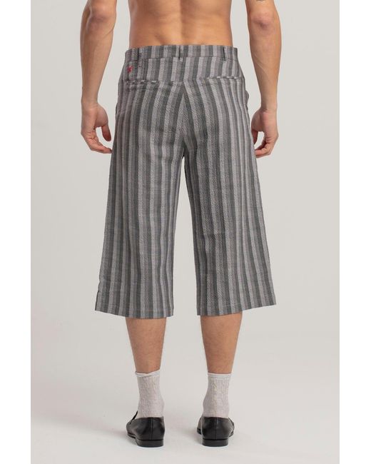 Pcfg Gray Linen & Cotton Blend Checked Woven Short for men