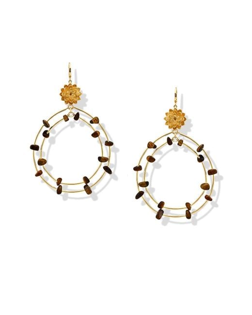 Jaredjamin Metallic Lotus Dream Tiger's Eye Chandelier Earrings