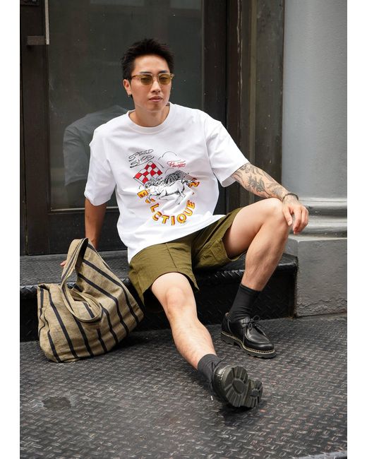 Éclectique White Racing Graphic T-Shirt for men