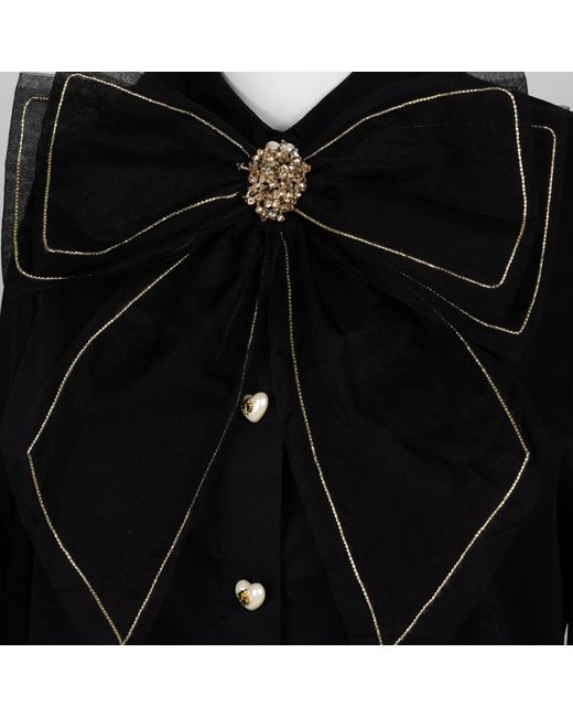 Laines London Black Laines Couture Tie Shirt With Embellished & Bow