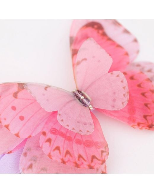 Oana Savu Pink Neck Tie Silk Ribbon Accessory Butterfly Fairy Wings