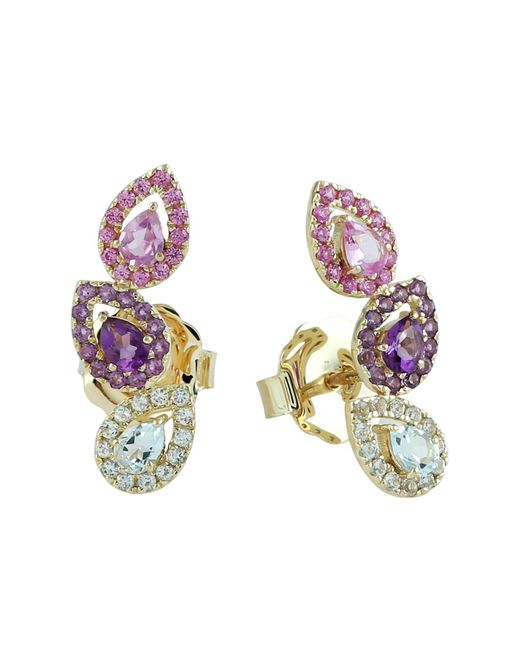 Artisan Metallic 14K Sapphire, Amethyst & Topaz Stud Earrings