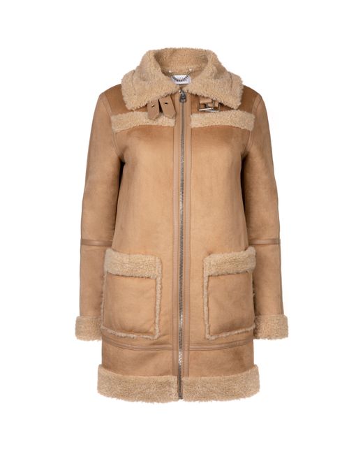 ISSY LONDON Natural Neutrals Farah Faux Shearling Coat Camel