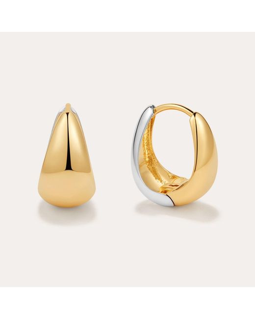 Vanhi Metallic Gia Reversible 2 Tone Chubby Hoop Earrings