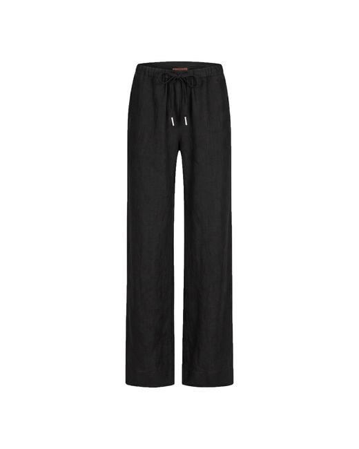 Maison Tangerine Black Wide Leg Linen Long Trousers For