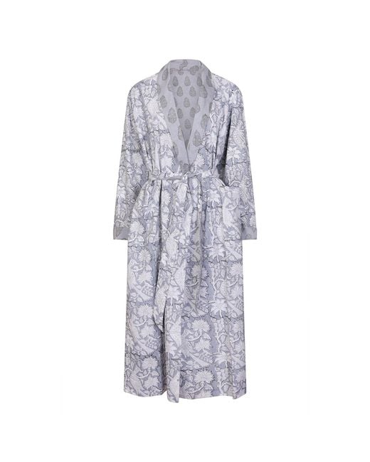 NoLoGo-chic Blue Paisley Reversible Robe Cotton Charcoal