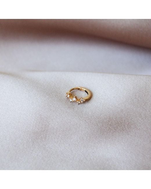 Zohreh Metallic Scattered Diamond Huggie Hoop Earring 9K