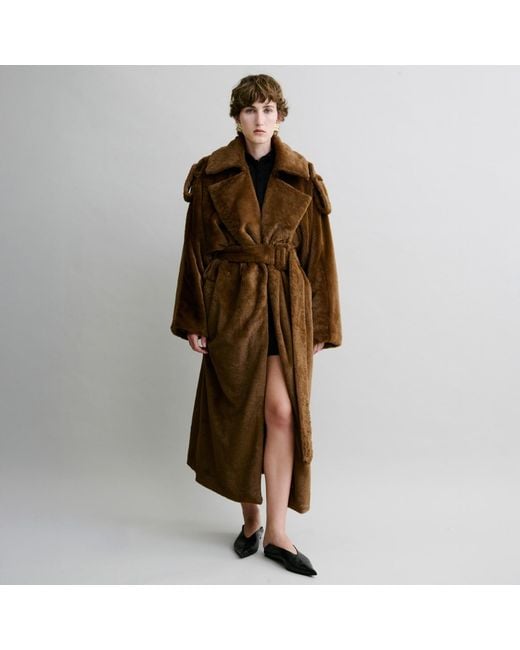 Luroq London Brown Plush Wrap Overcoat
