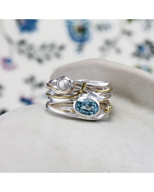 Isla Silver White Topaz & Freshwater Pearl Statement Ring