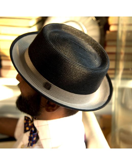 Dasmarca Hats Black Dasmarce Bobby Retro Short Brim Summer Porkpie – Carbon for men