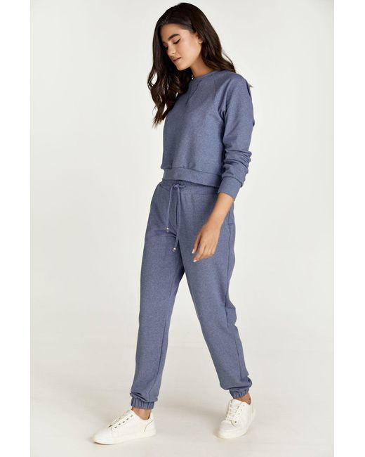 Conquista Blue Crop Melange Sweatshirt