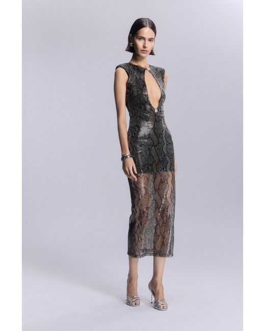 No'design Brown Borgia Cut-Out Long Dress