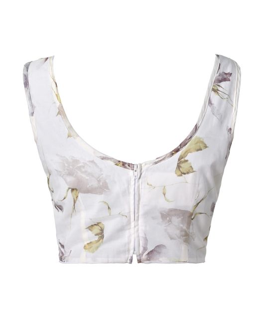 Italia A Collection White Neutrals Floral Scoop Top