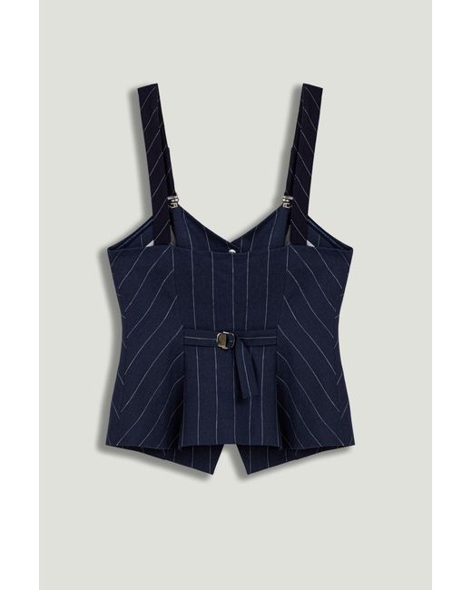 Nocturne Blue Pinstripe Corset Bustier Top