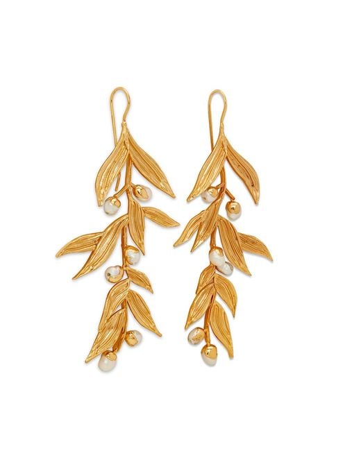 Dhwani Bansal Metallic Isaro Chandelier Earrings With Baroque Pearls