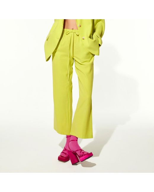 NAZLI CEREN Yellow Kyra Cropped Trousers