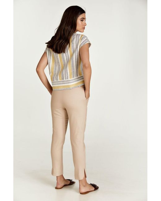 Conquista Metallic Striped Linen Style Top