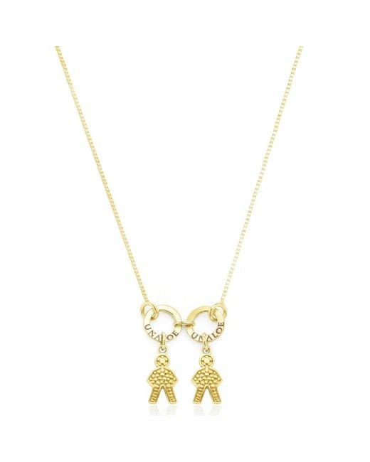 Unaloe Metallic Vermeil Necklace With Double Figure Pendant – Child Silhouette Charms, Personalised Family Keepsake Jewellery