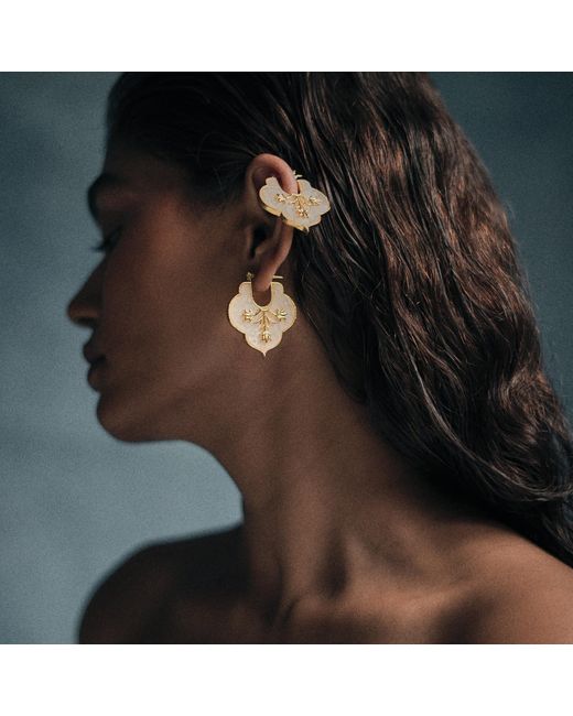 Dhwani Bansal Metallic Mosaic Earrings With Mother Of Pearl