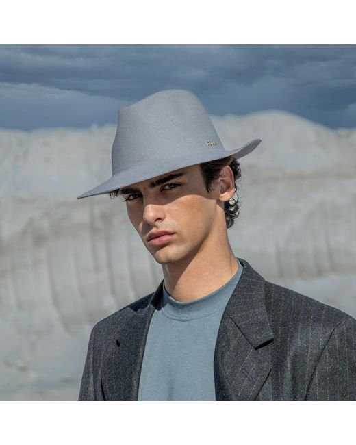 DORIA 1905 Gray Pearl Smooth Lapin Felt Drop Hat for men