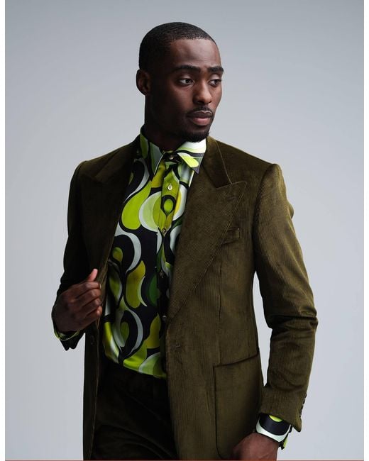 Gresham Blake Green Apples Silk Shirt for men
