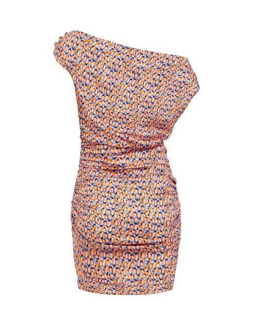 JAAF Pink Off-shoulder Draped Dress In Groovy Print