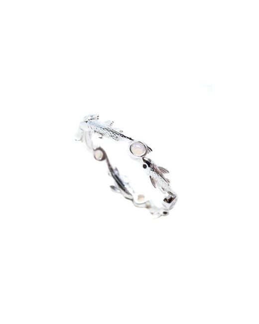 NASI SILVER White Eternity Neshama Fish Band- Opal