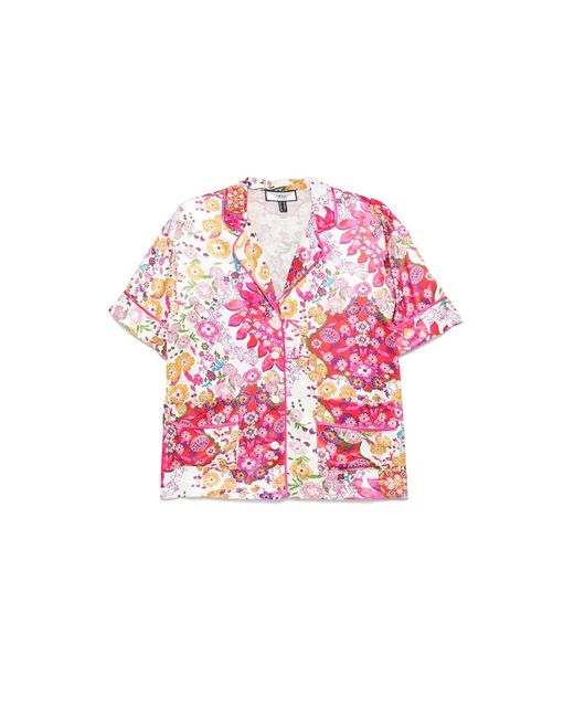 Nissa Pink Floral-Print Viscose Shirt