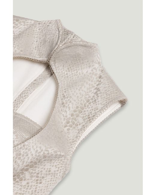 Nocturne White Braid-Trim Bustier Top With Built-In Bra