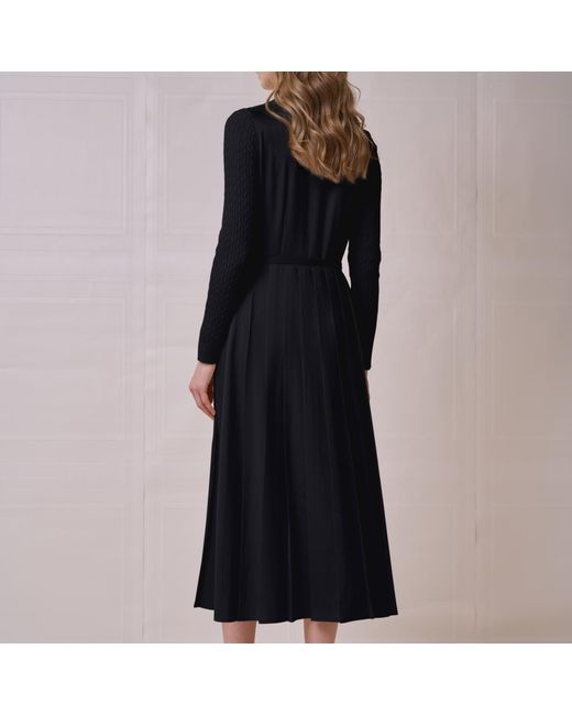 Roch Perel Black Cable Knit And Satin Dress