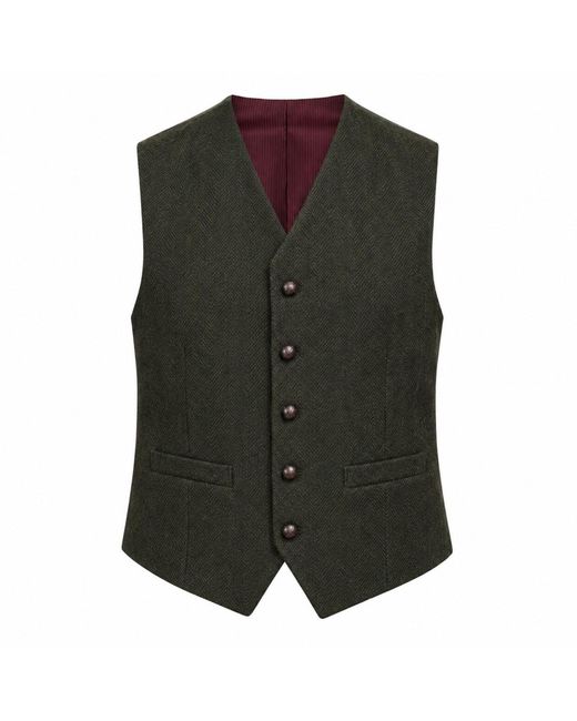 Guards London Green Robert Tweed Heritage Wool Waistcoat for men