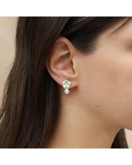 Agora Jewellery White Bavella Mini Round Pearl Earrings