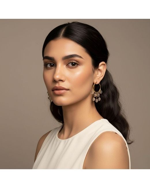 Jaredjamin Metallic Daniela Dangle Hoop Quartz Earrings
