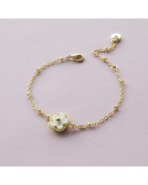POPORCELAIN Metallic Mini Porcelain Daisy Bracelet