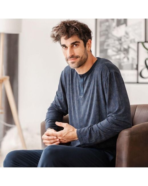 Zd - Zero Defects Blue Long Modal Pyjamas Luxury for men