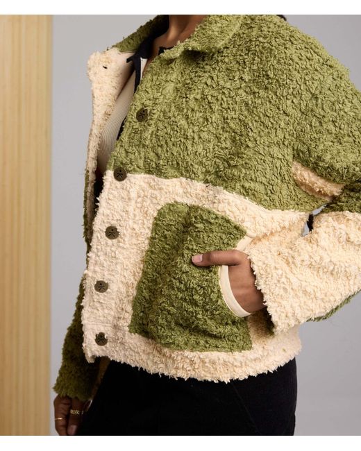 Known Supply Green Colorblock Sherpa Jacket