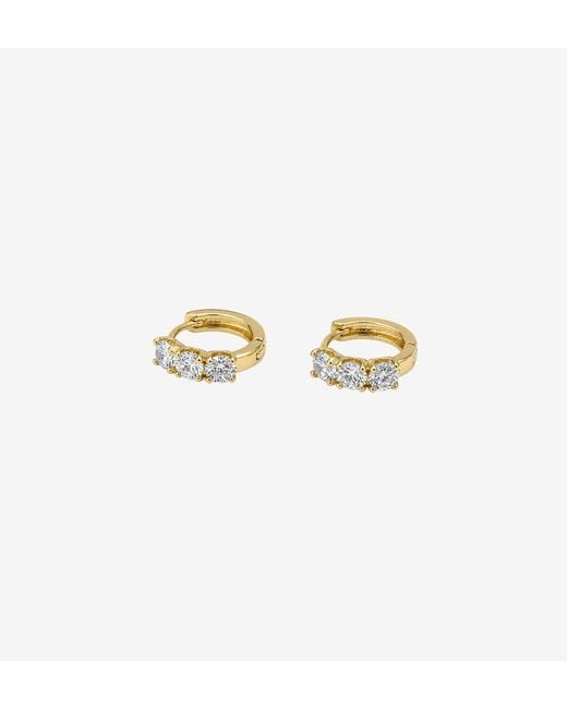 Uchi and Soto Metallic Shikaku 3 Stone Huggie Hoop Earrings