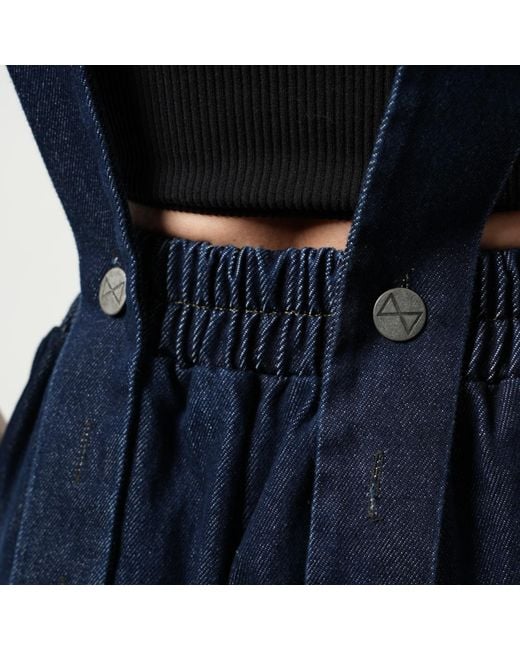 Metamorph Blue Full-Length Wide-Leg Dark Denim Pants
