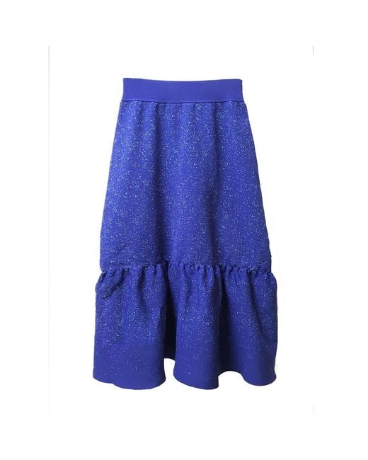 Arto. Blue Mini Dot Midi Knit Skirt