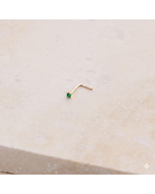 Zohreh Metallic Mini Emerald Nose Stud 9K