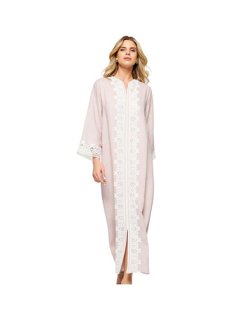 Bocan Couture Pink Loukia Linen Zippered Dress Powder