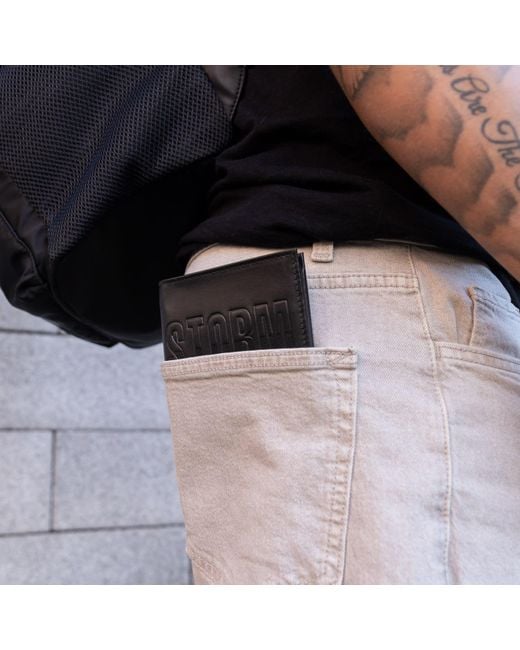 Storm Black Plutus Leather Embossed Wallet for men