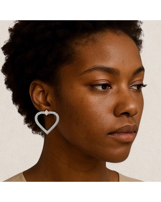 Maison De Gala Metallic Open Heart Pavé Earrings