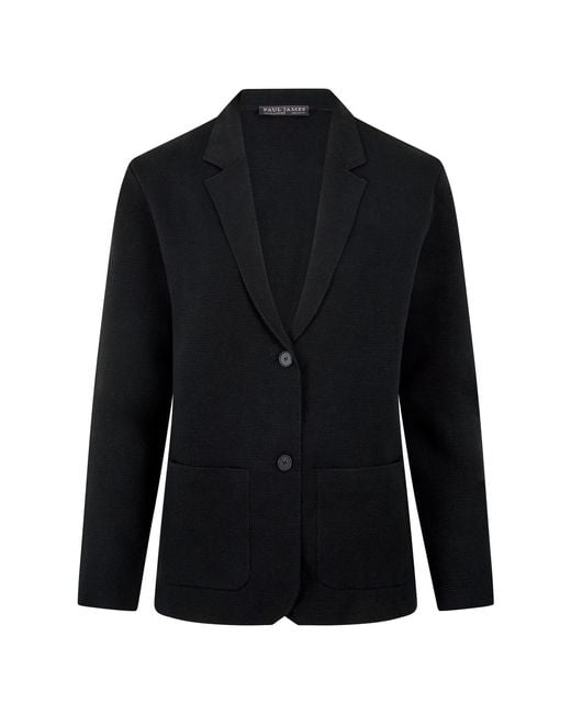 Paul James Knitwear Blue Midweight Cotton Tara Relaxed Fit Knitted Blazer