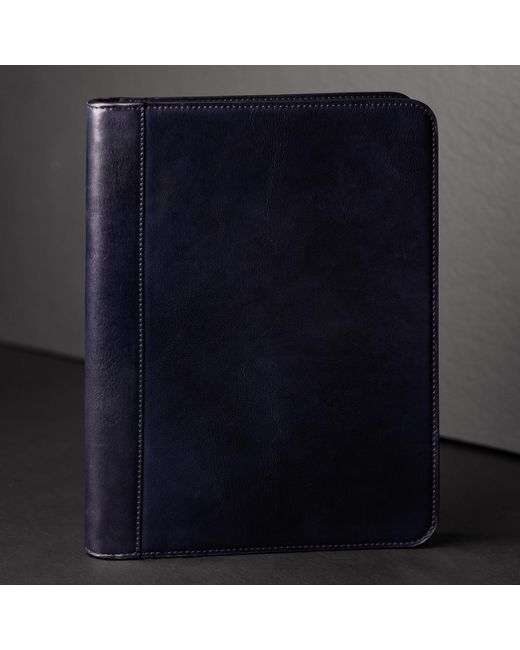 Time Resistance Blue Leather Documents Folder Organizer