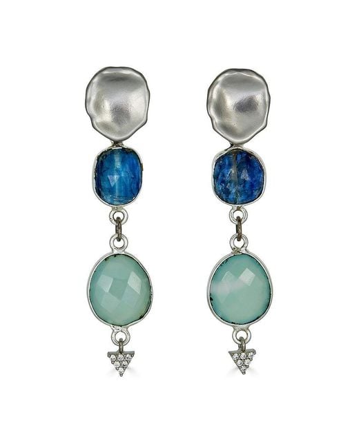Loni Paul Jewelry Blue Aquamarine & Kyanite Earrings