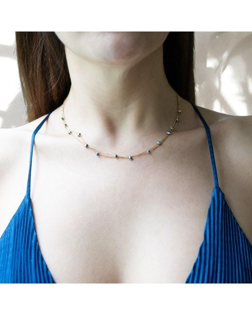 Ebru Jewelry Metallic Double Solid Chain Evil Eye Statement Necklace