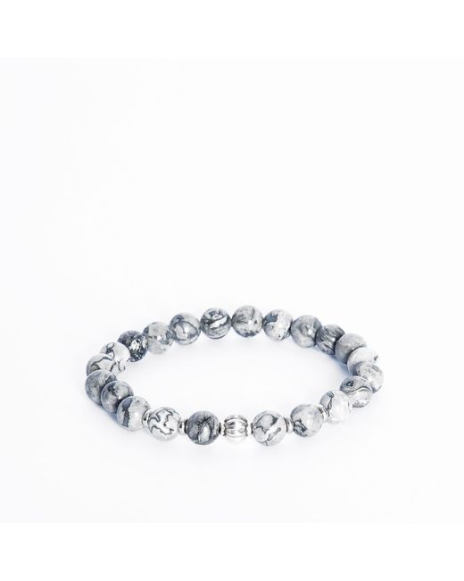 Addicted Metallic Andraste Handmade Sterling Bracelet With Round Picasso Jasper Stones for men